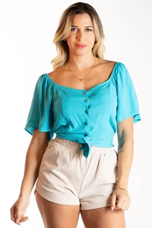 Cropped Dwz Amarracao Com Lastex Costas