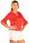 Blusa Dwz Manga Babado 3/4 Lisa