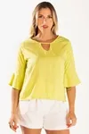 Blusa Dwz Manga Babado 3/4 Lisa