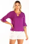 Blusa Dwz Manga Babado 3/4 Lisa