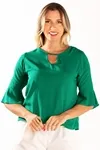 Blusa Dwz Manga Babado 3/4 Lisa