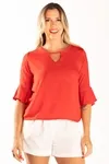 Blusa Dwz Manga Babado 3/4 Lisa