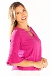 Blusa Dwz Manga Babado 3/4 Lisa