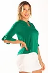 Blusa Dwz Manga Babado 3/4 Lisa