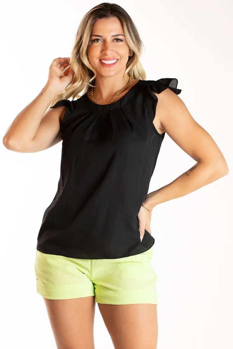 Blusa Dwz Lisa Manga Babado