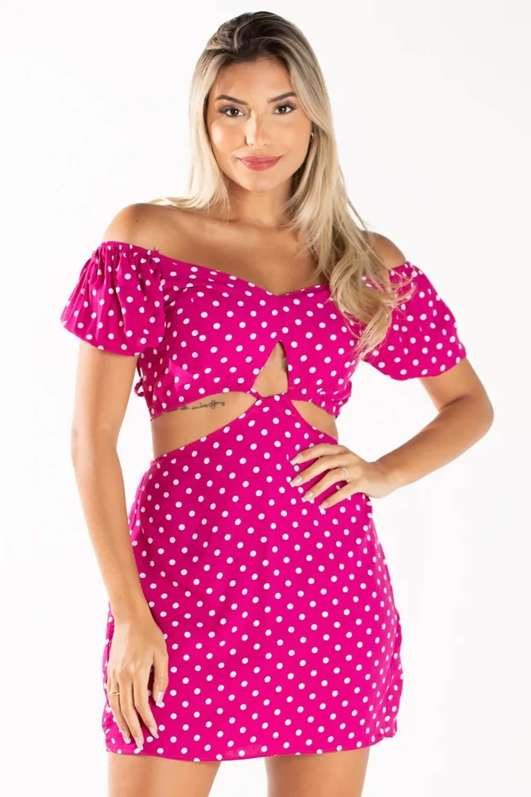 Vestido Dwz Poa Manga Curta