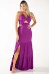 Vestido Dwz Longo Liso Com Recortes