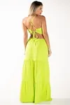 Vestido Dwz Longo Liso Com Recortes