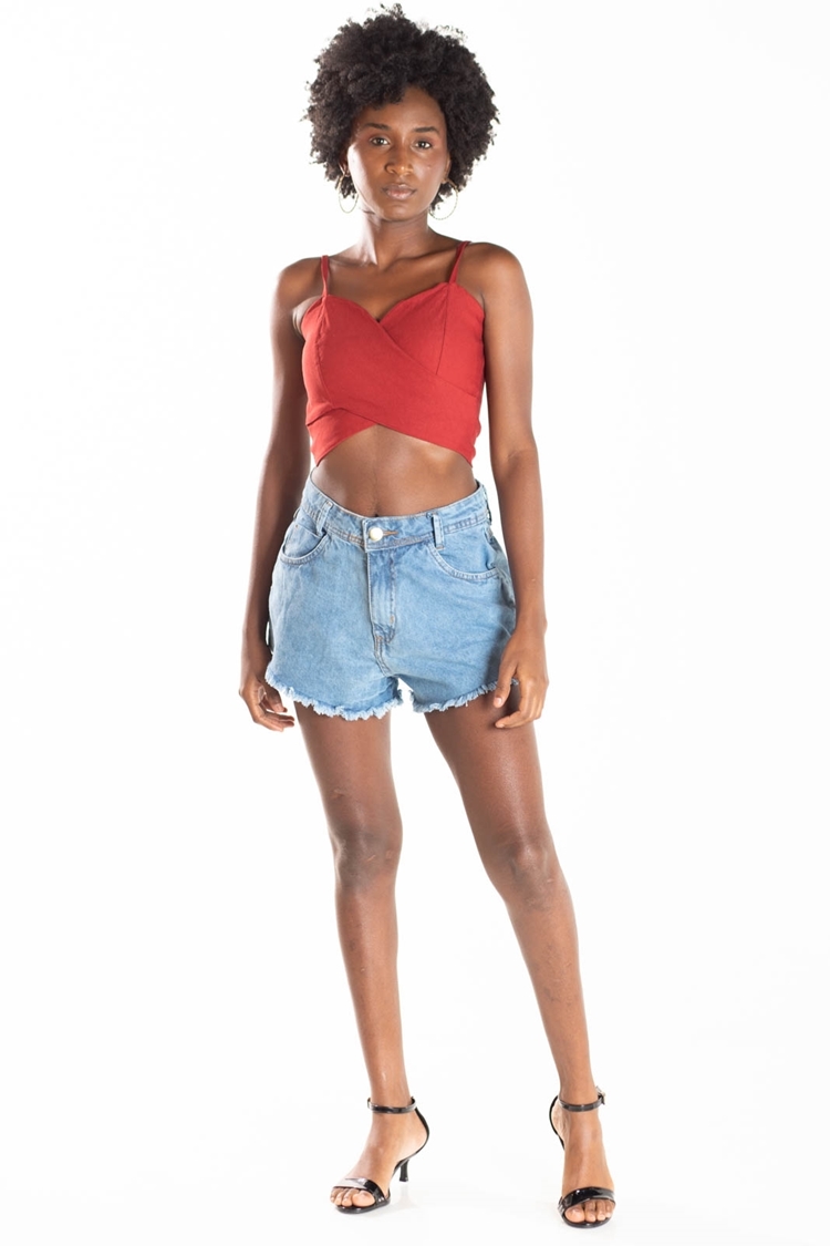 Short jeans hot sale barra desfiada