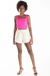 Short Dwz Linho Cos De Elastico