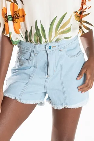Short Dwz Jeans Claro Desfiado