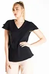 Blusa Dwz Manga Curta Lisa Com Babado