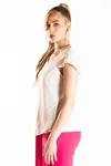 Blusa Dwz Manga Curta Lisa Com Babado