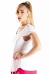Blusa Dwz Manga Curta Lisa Com Babado