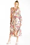 Vestido Dwz Com Manga Estampado Midi