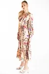 Vestido Dwz Com Manga Estampado Midi
