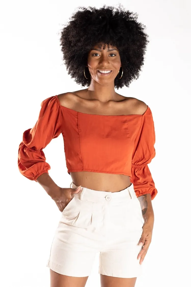 Cropped Dwz Manga Longa Com Elastico