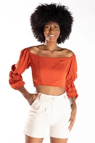 Cropped Dwz Manga Longa Com Elastico