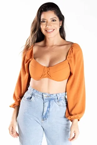 Cropped Dwz Com Bojo Manga Longa