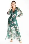 Vestido Dwz Longo De Tule Animal