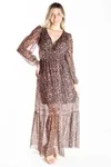 Vestido Dwz Longo De Tule Animal