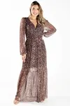 Vestido Dwz Longo De Tule Animal