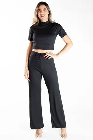 Conjunto Dwz Cropped E Calca Canelado