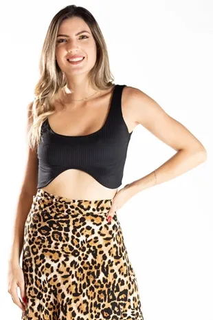 Cropped Dwz Canelado Liso