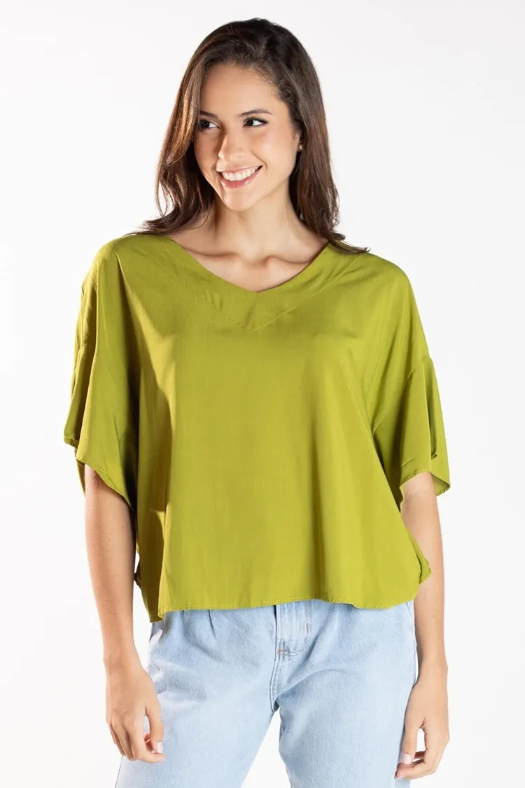 Blusa Dwz Lisa Meia Manga Gola V