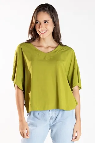 Blusa Dwz Lisa Meia Manga Gola V