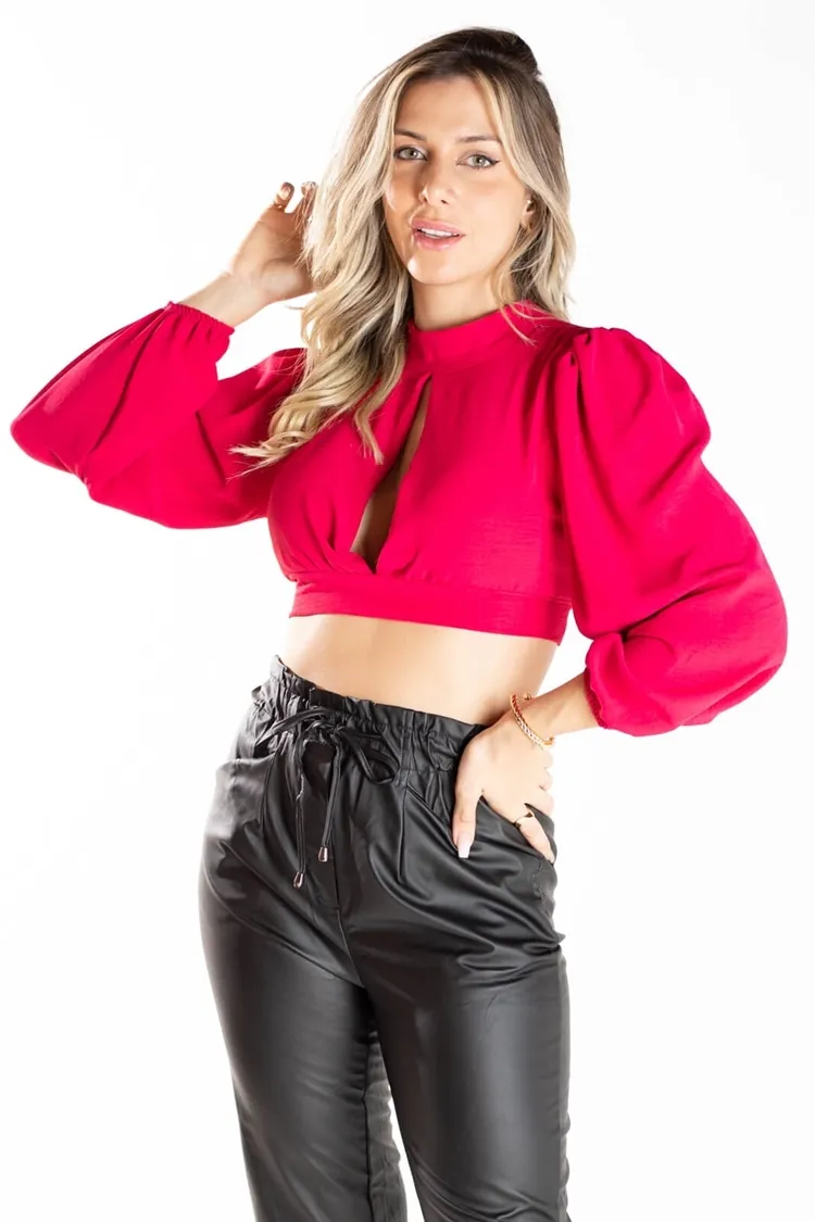 Cropped Dwz Manga 3/4 C Abertura Frontal