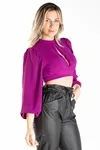 Cropped Dwz Manga 3/4 C Abertura Frontal
