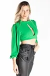 Cropped Dwz Manga 3/4 C Abertura Frontal