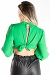 Cropped Dwz Manga 3/4 C Abertura Frontal