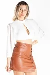 Cropped Dwz Manga 3/4 C Abertura Frontal