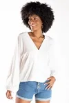 Blusa Dwz Decote V Manga Longa