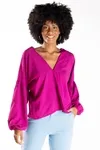 Blusa Dwz Decote V Manga Longa