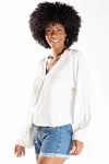 Blusa Dwz Decote V Manga Longa