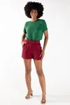 Short Dwz Com Cinto De Linho