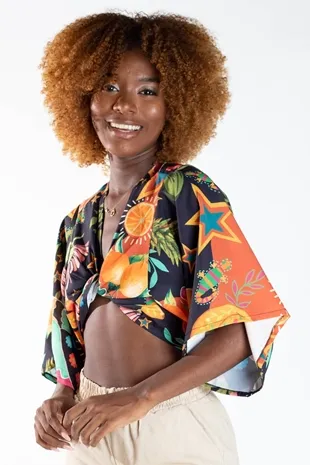 Cropped Dwz Estampado Com Manga