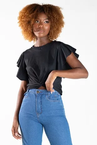 Blusa Dwz Canelada Com No Frontal