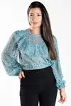 Cropped Dwz De Renda Com Manga Longa