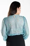 Cropped Dwz De Renda Com Manga Longa