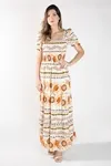 VESTIDO DWZ LONGO COM LASTEX ESTAMPADO