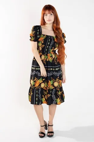 VESTIDO DWZ CURTO LASTEX ESTAMPADO