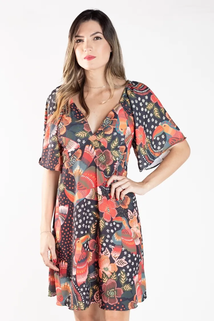 VESTIDO DWZ MANGA CURTA COM LASTEX