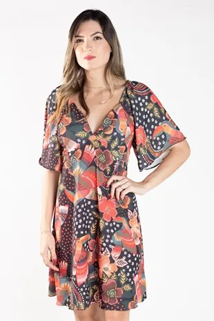 VESTIDO DWZ MANGA CURTA COM LASTEX