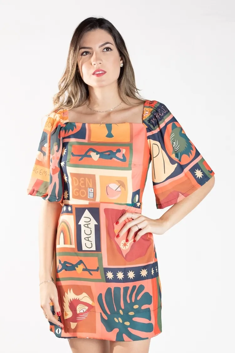 VESTIDO DWZ AMARRACAO ESTAMPADO