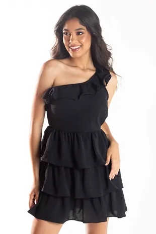 VESTIDO DWZ CURTO LISO UM OMBRO