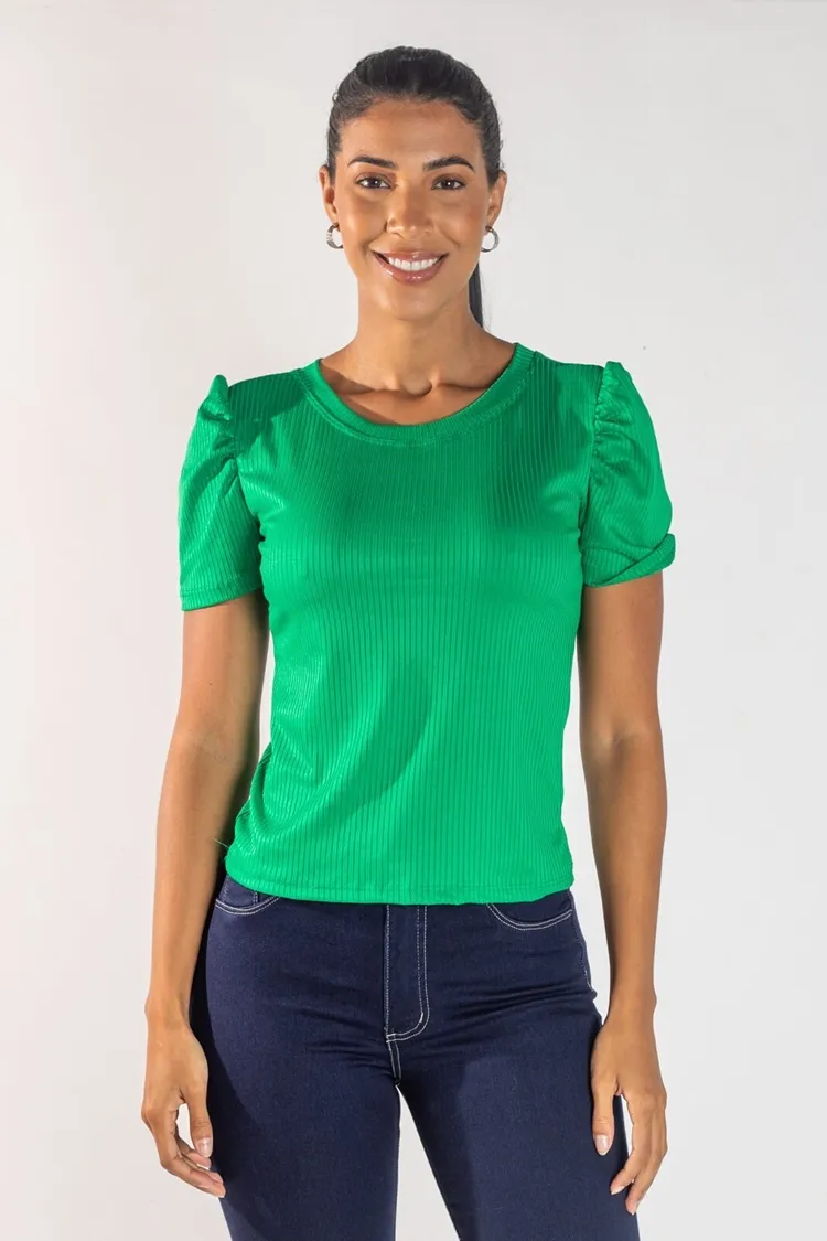 BLUSA DWZ MANGA BUFANTE CANELADA